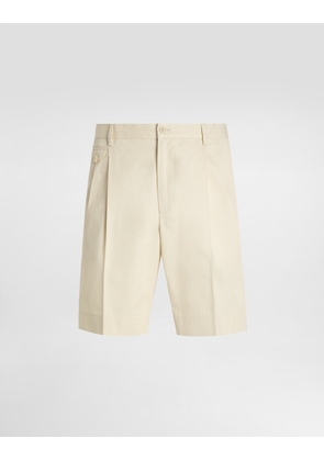 Dolce & Gabbana Cotton Gabardine Bermuda Shorts - Man Pants And Shorts Beige Cotton 50