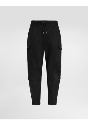 Dolce & Gabbana Cotton Cargo Pants With Branded Tag - Man Pants And Shorts Black Cotton 44