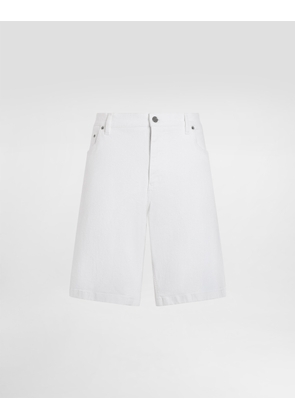 Dolce & Gabbana White Stretch Denim Shorts - Man Denim Multi-colored Denim 46