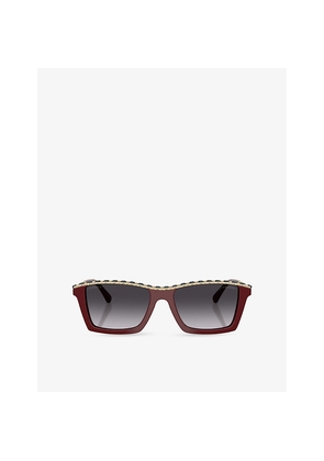 Chanel Ch5548Q Rectangle-Frame Acetate and Leather Sunglasses