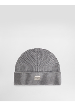 Dolce & Gabbana Knit Hat With Logo And Tag - Man Hats And Gloves Beige Onesize