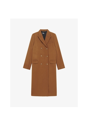 Womens The Kooples Peak-Lapel Double-Breasted Wool-Blend Coat