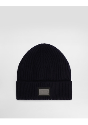 Dolce & Gabbana Cashmere And Wool Hat With Branded Tag - Man Hats And Gloves Blue Wool Onesize