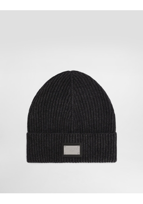 Dolce & Gabbana Cashmere And Wool Hat With Branded Tag - Man Hats And Gloves Gray Wool Onesize