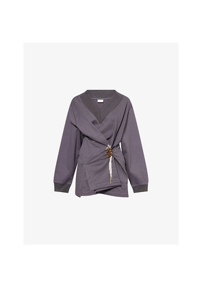 Womens Dries Van Noten Halcks Twist-Embellished Cotton-Jersey Sweatshirt