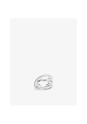 Womens Sif Jakobs Spirale Sterling-Silver and Rhodium-Plated White Zirconia Ring