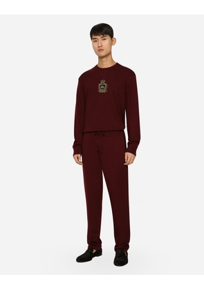 Dolce & Gabbana Wool And Cashmere Knit Jogging Pants - Man Pants And Shorts Burgundy Wool 54