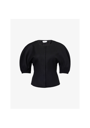 Womens Gabriela Hearst Waverly Balloon-Short-Sleeves Wool Top