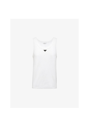 Mens Prada Logo-Plaque Slim-Fit Cotton-Jersey Vest