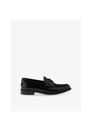Womens Prada Brushed Leather Loafers