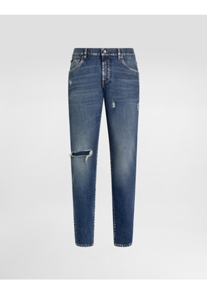 Dolce & Gabbana Slim-fit Stretch Cotton Jeans - Man Denim Multi-colored 56