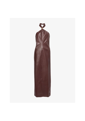 Womens 4th & Reckless Rhea Halterneck Faux-Leather Maxi Dress