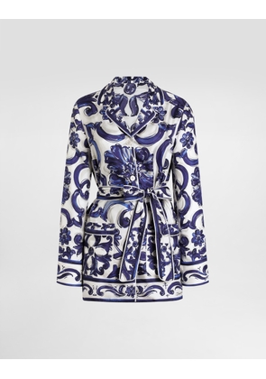 DG EXCLUSIVE Dolce & Gabbana Majolica-print Silk Vanity Shirt - Woman Shirts And Tops Print 46