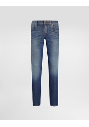 Dolce & Gabbana Skinny Stretch Cotton Jeans With Logo Embroidery - Man Denim Multi-colored 52
