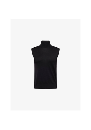 Womens Toteme Turtleneck Sleeveless Wool and Silk Top