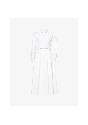 Womens Huishan Zhang Murphy Crystal-Embellished Cotton Midi Dress