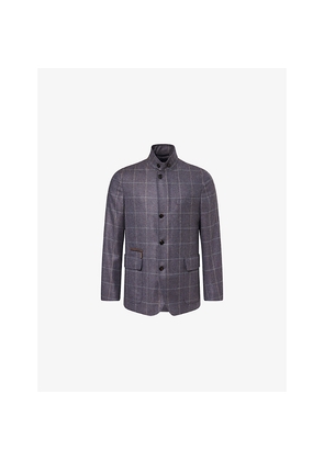 Mens Dunhill Windowpane Checked Wool-Cashmere Blend Jacket