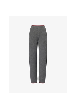 Womens Gucci Ribbed Straight-Leg Wool Knit Trousers
