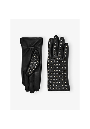 Womens The Kooples Hardware-Embellished Leather Gloves