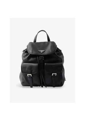 Womens Prada Logo-Embellished Medium Leather Backpack