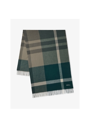 Mulberry Large-Check Merino-Wool Scarf
