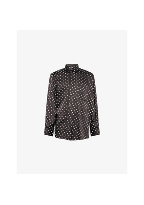 Mens Black Comme Des Garcon Asymmetric Polka-Dot Woven Shirt