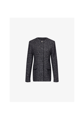 Womens Toteme Collarless Cinched Wool-Blend Jacket