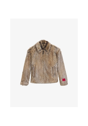 Mens Hugo Branded Faux-Fur Jacket