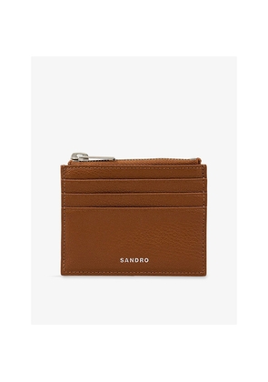 Sandro Zipped Logo-Embossed Leather Card Holder