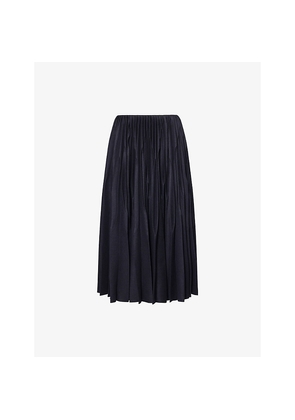 Womens Alaia Pleated Flannel Wool Midi Skirt