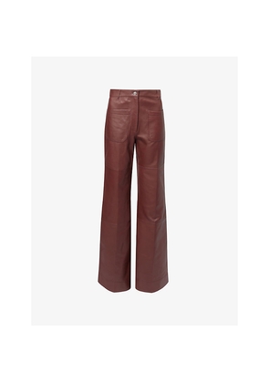 Womens Victoria Beckham Alina Flared-Leg Leather Trousers