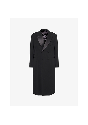 Mens Emporio Armani Peak-Lapels Regular-Fit Wool Coat