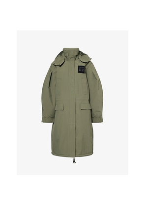 Womens Ganni Oversized Logo-Patch Nylon Parka Coat