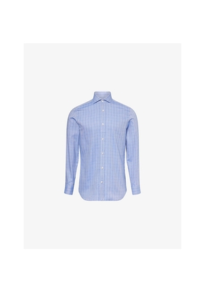 Mens Dunhill Giza Checked Regular-Fit Cotton and Cashmere-Blend Shirt
