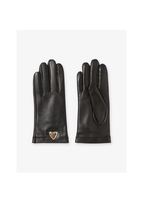 Womens Claudie Pierlot Heart-Embellished Leather Gloves