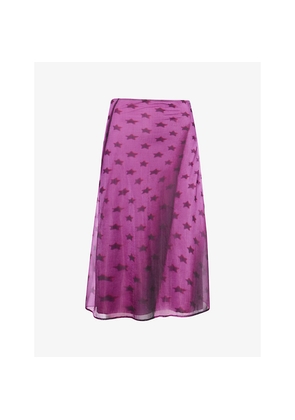 Womens Acne Studios Etima Star-Print Mesh Midi Skirt
