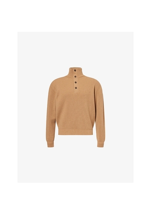 Mens Dunhill Funnel-Neck Ribbed Cashmere Jumper
