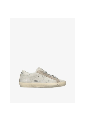 Womens Golden Goose Women's Super-Star Metallic-Suede Low-Top Trainers