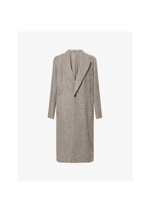 Mens Emporio Armani Herringbone Peak-Lapels Wool Coat