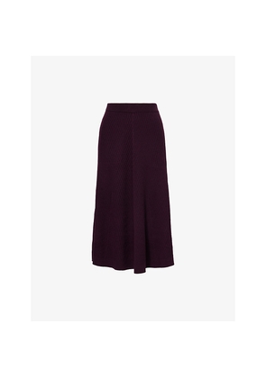 Womens Victoria Beckham Ribbed Flared Wool Midi Skirt