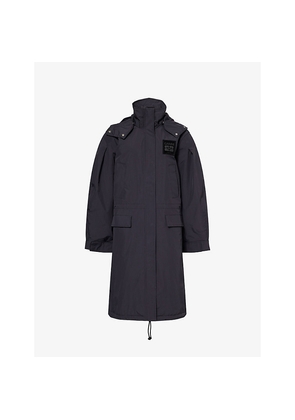 Womens Ganni Oversized Logo-Patch Nylon Parka Coat