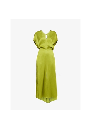 Womens Victoria Beckham Blouson-Sleeve Crepe-Satin Midi Dress