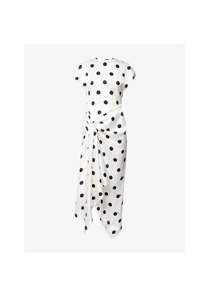 Womens David Koma Polka-Dot Draped Silk Midi Dress