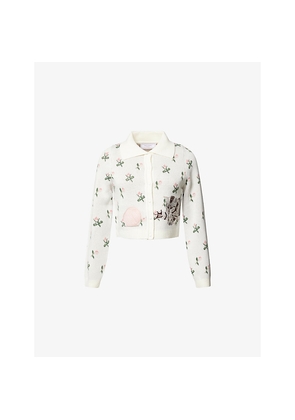 Womens House Of Sunny Time To Play Floral Cotton-Blend Cardigan