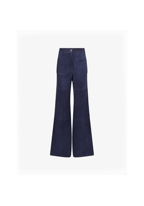Womens Victoria Beckham Alina Flared-Leg Suede Trousers