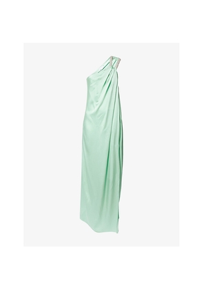 Womens Stella Mccartney Crystal-Embellished One-Shoulder Woven Maxi Dress