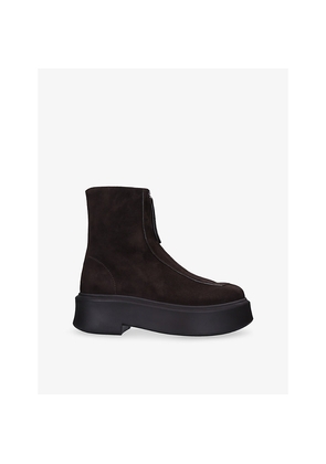 Womens The Row Zipped Suede Ankle Boots