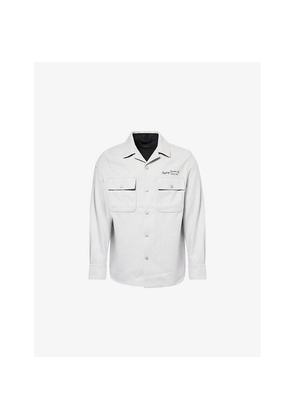 Mens Replay Brand-Embroidered Shirt-Collar Wool-Blend Jacket