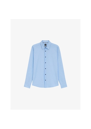 Mens Boss Long-Sleeved Slim-Fit Stretch-Jersey Shirt