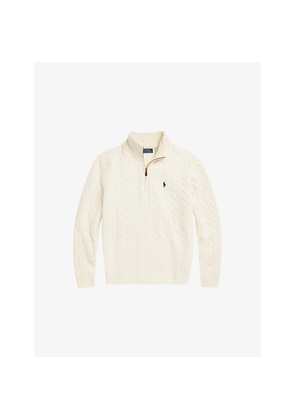 Mens Polo Ralph Lauren Logo Cable-Knit Wool and Cashmere Jumper